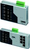 Factory line standard function unmanaged switches. The range includes an 8TX switch, shown top, through to a 14TX/2FX switch, shown on the bottom